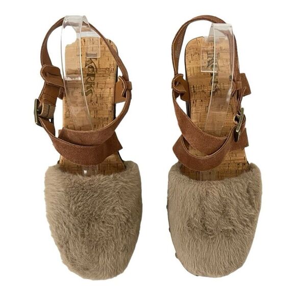 Korks Womens Size 10 Faux Fur Ankle Strap Wendy Clog - Picture 3 of 8